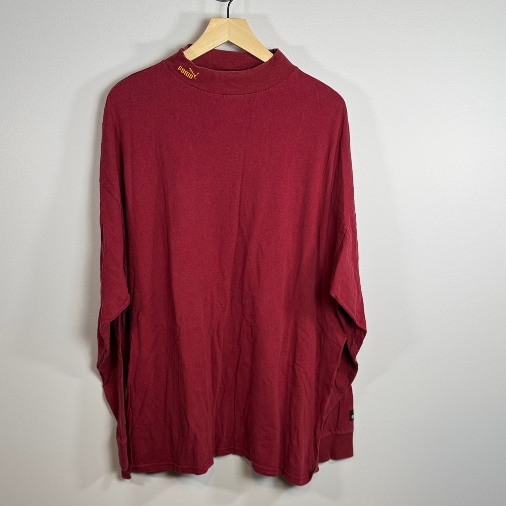 Vintage 90s Puma NFL Mock Neck Long Sleeve Shirt Red XL 100% Cotton